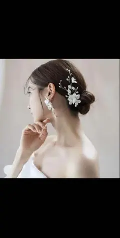 STELLA BRIDAL ホワイトフラワーと淡水パール　ヘッドドレス