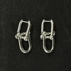 【小さいサイズ】ピアス ハードウェア U字チェーン シルバー