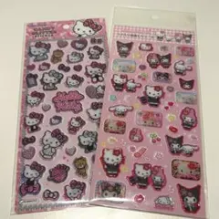 キャンディグリッターステッカー　ラメ入り樹脂もりシール　ハローキティ