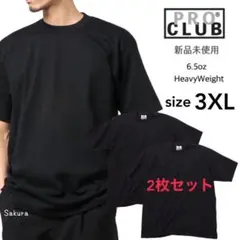 プロクラブ 新品 無地 へヴィーウェイト Tシャツ 黒 2枚セット 3XLのサムネイル