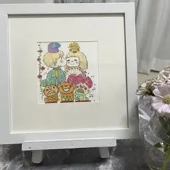 水森亜土　お雛様と猫ちゃんイラスト フォトフレーム