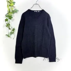 ユニクロ メンズ Vネック ニット セーター ダークネイビー Mサイズ ウール混