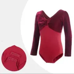 幼児体操バレエ130-140cm新品キッズレッド高級感長袖