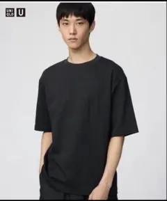 UNIQLO エアリズムコットンオーバーサイズTシャツ5分丈 黒XL