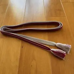 帯締め　絹　ローズ　ライトグレー