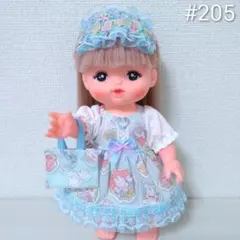 205 メルちゃん 服 ハンドメイド 3点セット ワンピース 髪飾り バッグ