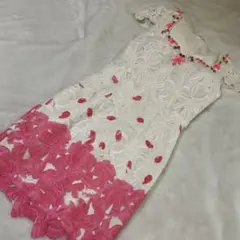 花柄レースノースリーブミニワンピース