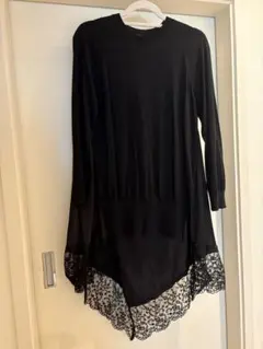 Drawer購入Simone Rochaブラック レース裾付き 長袖チュニック