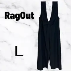 訳あり【RagOut】ストレッチワイドサロペット　さらさら　レーヤード　黒　L