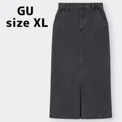 GU 裏フリースデニムスカート XL ダークグレー