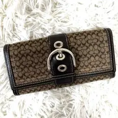 COACH ミニシグネチャー 二つ折り長財布 ソーホー キャンバス ブラウンのサムネイル