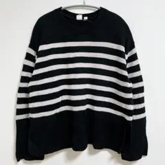 美品✨ GAP【S】ギャップ ボーダー ワイドスリーブ セーター 黒 白 綿