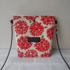 ハンドメイド ちょっとそこまでショルダー ラウンドフラワー 赤