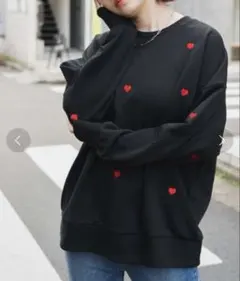 WEGO 赤ハート刺繍 スウェット