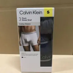 カルバンクライン メンズ ストレッチボクサー 3枚組 S クロ、グレー、ブルー