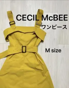 【美品】CECIL McBEE イエロー ワンピース Mサイズ ベルト付き