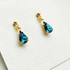 【s-503】スワロフスキー ブルージルコン ピアス ハンドメイド