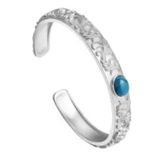 ターコイズ付きビンテージ風シルバーオープンバングル