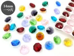 オクタゴン 1穴 14mm 10色 100個 クリスタル ビーズ パーツ 材料