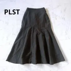 【美品】PLST リネンブレンド マーメイドスカート S ブラック 後ろゴムのサムネイル