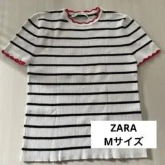 ZARA ストライプニットTシャツ M