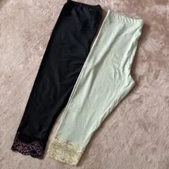 ★人気商品★【ハンドメイド作品】レース裾　ストレッチ スパッツ　七分丈
