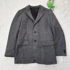 UNIQLO＊ヘリンボーン　ツイードテーラードジャケット　ウール　グレー　S