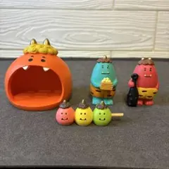 デコレ コンコンブル 節分 4点セット 福鬼ちぐら 鬼っこ三色だんご 置物