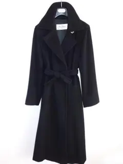 マックスマーラカシミアウールベルテッドコート■白タグ■36ブラック黒■マニュエラ