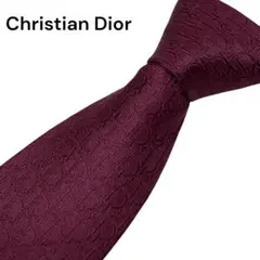 美品】クリスチャンディオール トロッター柄 総柄　シルクネクタイ ボルドー 光沢