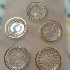 ガラス製デザート皿 5枚セット 金縁