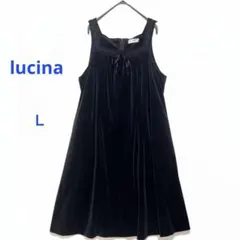 【lucinaルキナ】マタニティ　ベロア　ノースリーブワンピース　レース　リボン