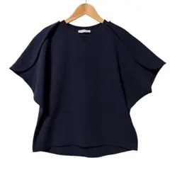 YONFA ヨンファ チューリップスリーブ半袖トップス ネイビー
