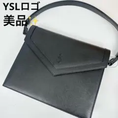イヴサンローラン　ブラック　レザー　カサンドラロゴ　ワンショルダーバッグ　黒