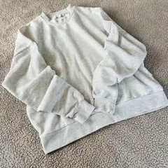 美品★ユニット★レディース長 袖トレーナー【L】グレー裏起毛リブ袖綿混カジュアル