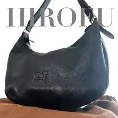 未使用級】 ヒロフ レザー ワンショルダー ホーボー Hロゴ 黒 肩掛け 
