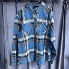 Schott Bros. チェックシャツ ブルー系 Mサイズ - メルカリ