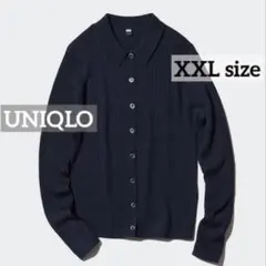k0004 UNIQLO メリノリブポロカーディガン ネイビー
