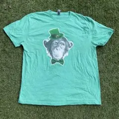GILDAN チンパンジー プリントTシャツ 緑 XL アニマル y2k USAのサムネイル
