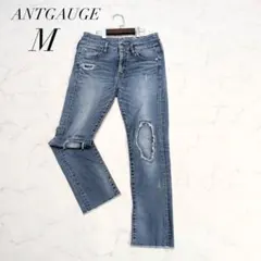 ANTGAUGEダメージ加工ストレートデニムパンツ切りっぱなし裾Mブルージーンズのサムネイル