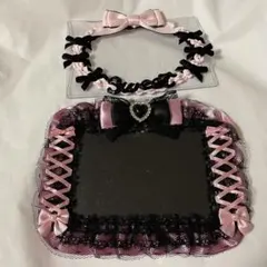 硬質ケース　ホイップデコ　リボン　フリル　ピンク　黒