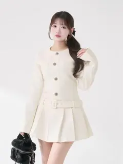 Darich ボックスプリーツツイードミニワンピース ホワイト FREE