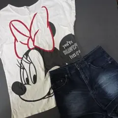 ディズニー半袖Tシャツ　chip clipデニム ショートパンツ