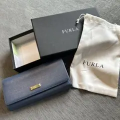FURLA 青 長財布 箱・保存袋付き