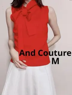 And Coutureレディース　ノースリーブニット　赤　リボン　Mのサムネイル