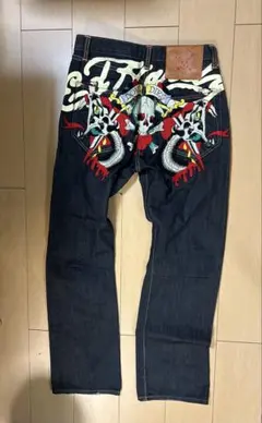 Ed Hardy ストレートデニム パッチワーク 刺繍 32インチ y2k - メルカリ