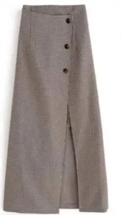 グレイル　千鳥格子柄ラップ風ロングスカート