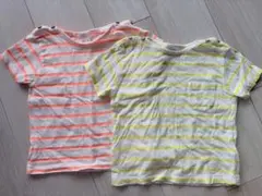 【ZARA】蛍光ボーダーTシャツ 2枚セット 92cmのサムネイル