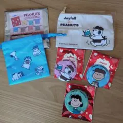 ジョイフル　スヌーピー　缶バッジ　シークレットミニ巾着　まとめ売り