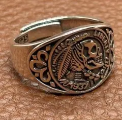 ドクロ シルバー925 スカル オープン リング 指輪 シルバー 骸骨 人気